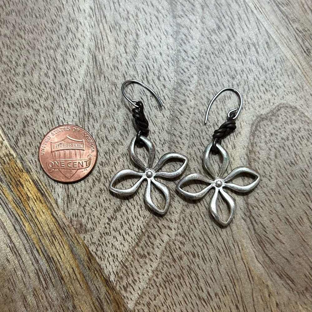 Fossil Flower Drop Earrings, Early 2000s